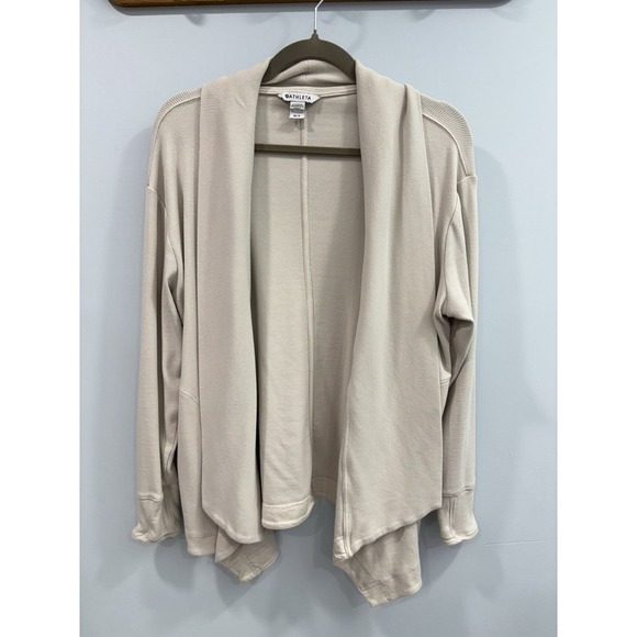Athleta Sweaters - Athleta Open Front Cardigan Petite M Beige Tan Ribbed Knit Draped PM
